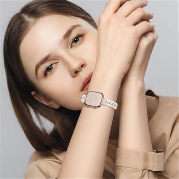 NEW Rose Gold rhinestone Pearl Apple Watch Band - Picture 7 of 7